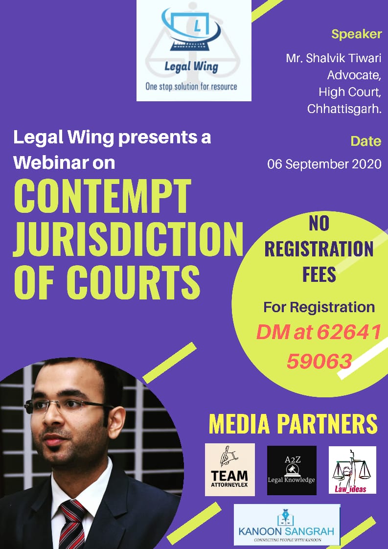 Webinar on the topic “Contempt Jurisdiction of Court”: Legal Wing