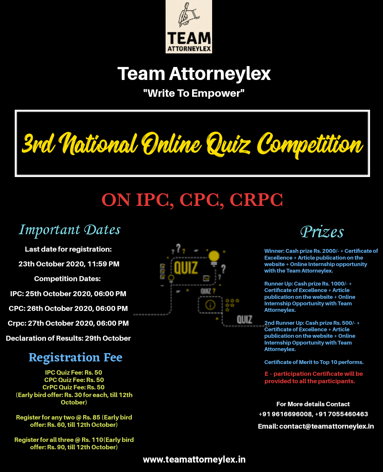 3rd National Online Quiz Competition: Register by October 23