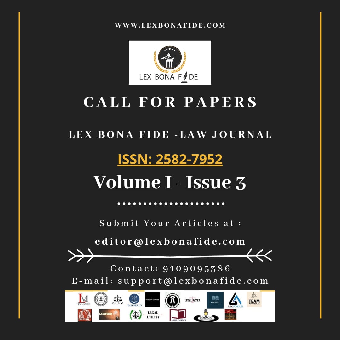 Call For Paper: LEX BONA FIDE- Law Journal