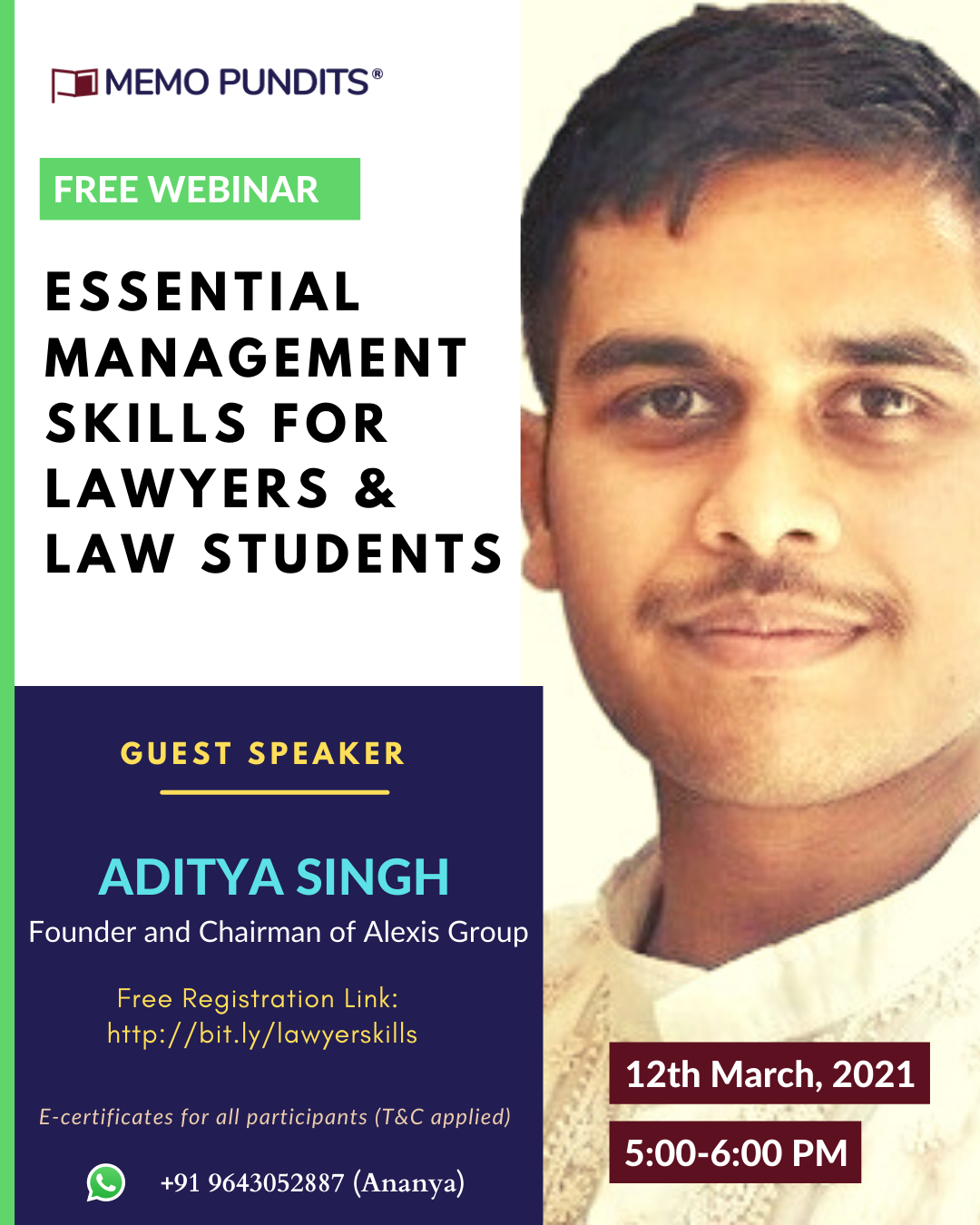 Webinar on “Essential Management Skills For Lawyers & Law Students”: Memo Pundits