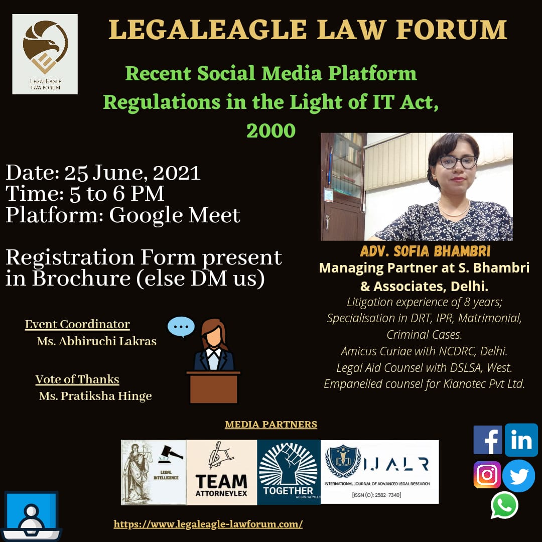 WEBINAR SESSION on ‘RECENT SOCIAL MEDIA PLATFORM REGULATIONS IN THE LIGHT OF IT ACT, 2000’