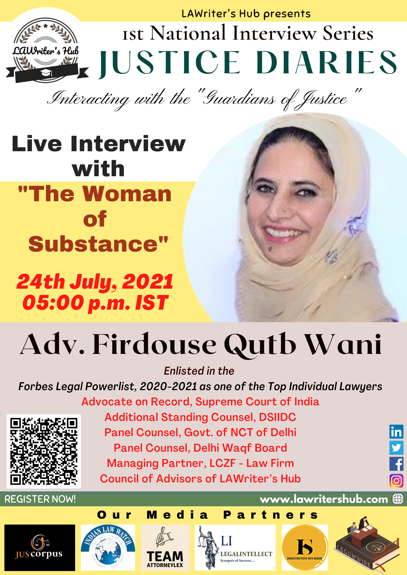 LAWriter’s Hub Presents 1st National Interview Series Justice Diaries: Interacting with “The Guardians of Justice”
