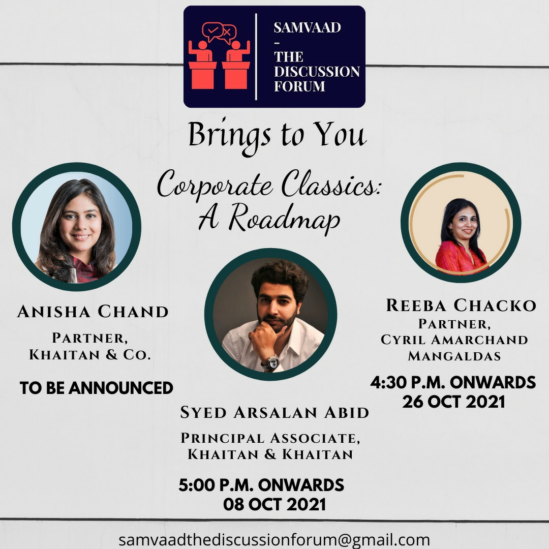 Samvaad: The Discussion forum Bring To You Webinar Series On “Corporate Classics: A Roadmap”