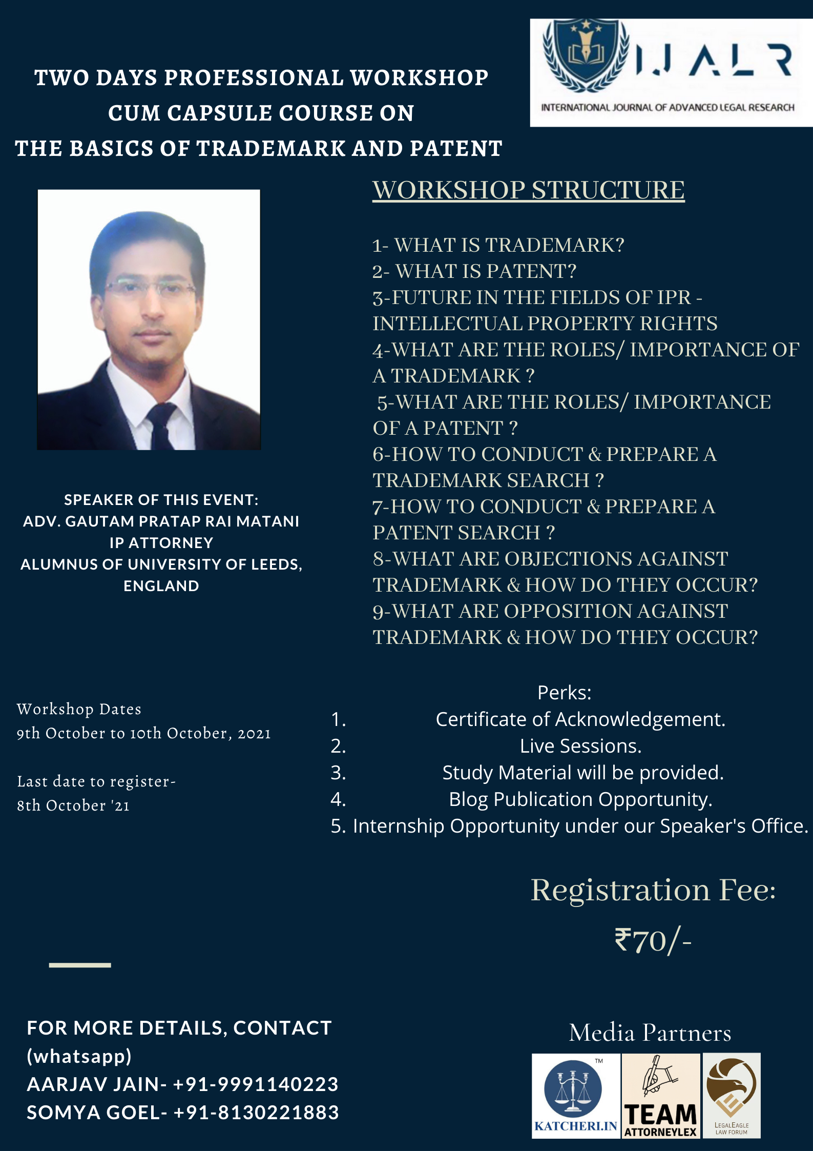 Two Days Professional Workshop Cum Capsule Course on The Basics of Trademark & Patent